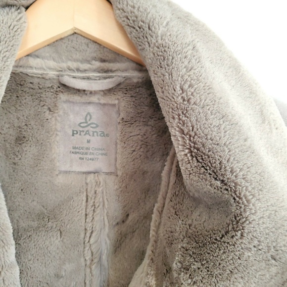 Prana Lilith Shearling Coat Earth Grey Faux Suede - Picture 3 of 8